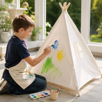 Kids DIY Creative Hand-Painted Tent Outdoor Activity Triangle Tent for Baby Drawing and Graffiti