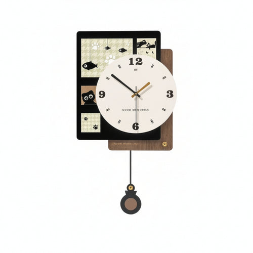Retro Wall Clock Decorative Retro Wall Clock with Pendulum Analog for Entryway