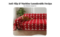 Anti-Scratch Heart Pattern Throw Blanket Pet Friendly Fringed Throw Blanket Year-Round Use Sofa Cover Machine Washable for Homeowners, Decor Enthusiasts, Living Room, Bedroom, RV Travel, Outdoor Picnics