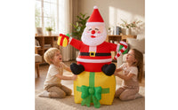 Santa Decoration with Candy Cane Lighted Inflatable Santa with Candy Cane Christmas Inflatable Built-Information Families, Yard,