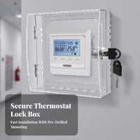 Clear Thermostat Cover with Lock | Side Ventilation Cutouts, Thermostat Lock Box with Keys, for Office