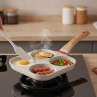 Nonstick Four-Cavity Frying Pan Stone-Look 4-Cup Egg Pan Easy to Clean Skillet Compact for Singles, Students, Dorm Kitchens, Apartments