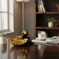 Banana Monkey Statue Desktop Decoration Gold Banana Ape Ornament Creative Design