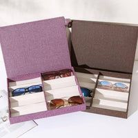 8 Slot Glasses Box Dust Protection Textile Sunglasses Organizer for Collectors