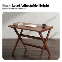Stable Construction Installation-No-Assembly Student Desk Sturdy Cross-Frame Folding Writing Desk Versatile Uses Space Saving Foldable Table Rounded Corners for Students, Small Areas, Bedroom, Dorm Room, Home Office