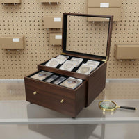 Card Collection Display Case Large Capacity Wooden Trading Card Box Dustproof for Sports Fans