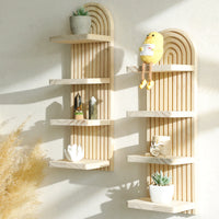 Arched Solid Wood Wall Planter Shelf for Home Living Room Decor