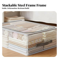 Flat Storage container with casters Stackable Underbed Container Wheeled Design