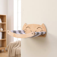 Wall Mounted Cat Shelves with Feeding Station, 6-Piece Wooden Playground and Climbing Frame with Jute Rope for Indoor Playing Climbing Decor