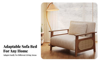 Transformable Armchair Bed Foldable Design Fold-Extendable Sleeper Chair Sturdy Wood Frame Minimalist Design