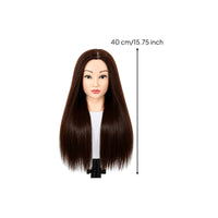16-Inch Hairdressing Mannequin Head Straight Human Hair Mannequin Head Multifunctional Professional-Grade for Hairdressers
