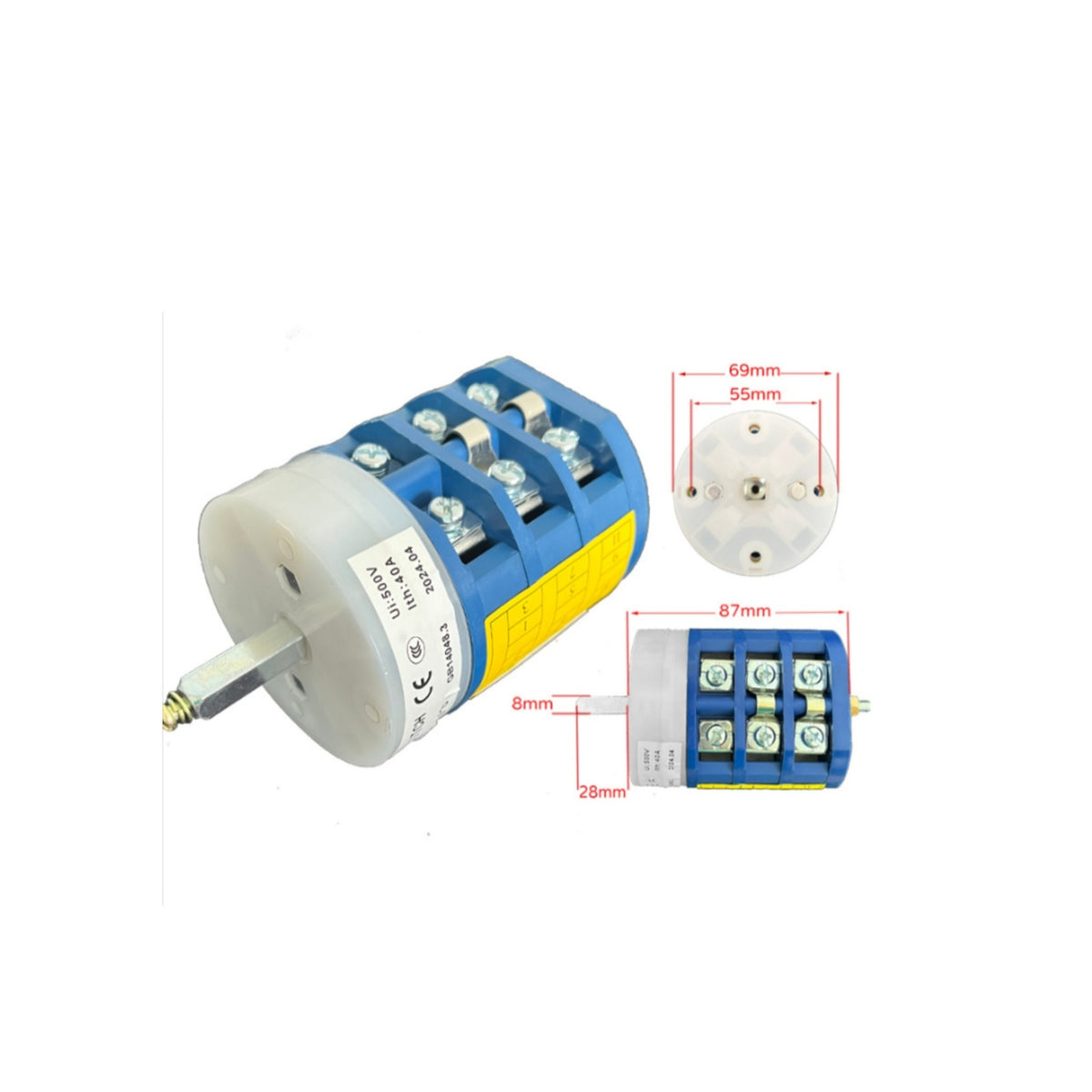 40A Tire Changer Switch Screw-Terminal Rotary Switch with Metal Shaft Compact High Performance for Mechanics, Technicians, Auto Repair Shop
