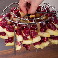 Air Fryer Grill Skewer Rack Upright Legs Stainless Steel Kabob Rack Silver Finish Round Stainless Steel Grill holder