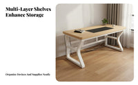 Study Desk Spacious Desktop Double Workstation Desk Sturdy Construction Home Office Workstation for Couples, Professionals, Bedroom, Game Room