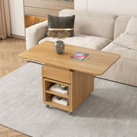 Drop-Flap Storage Cart Multi-Functional Living Room Furniture for Coffee Station