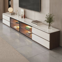 TV Cabinet with Glass Door Modern Media Console Stone-TV Stand for Living Room, Apartment