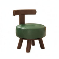 Round Swivel Ottoman Solid Wood Construction Low Stool Padded Seat for Children