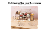 Tiered Cosmetic Display Stand Multi-Compartment Vanity Display Case for Students