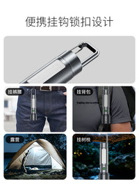 微笑鲨登山夜爬手电筒超长续航变焦远射强光超亮充电防水红光挂钩