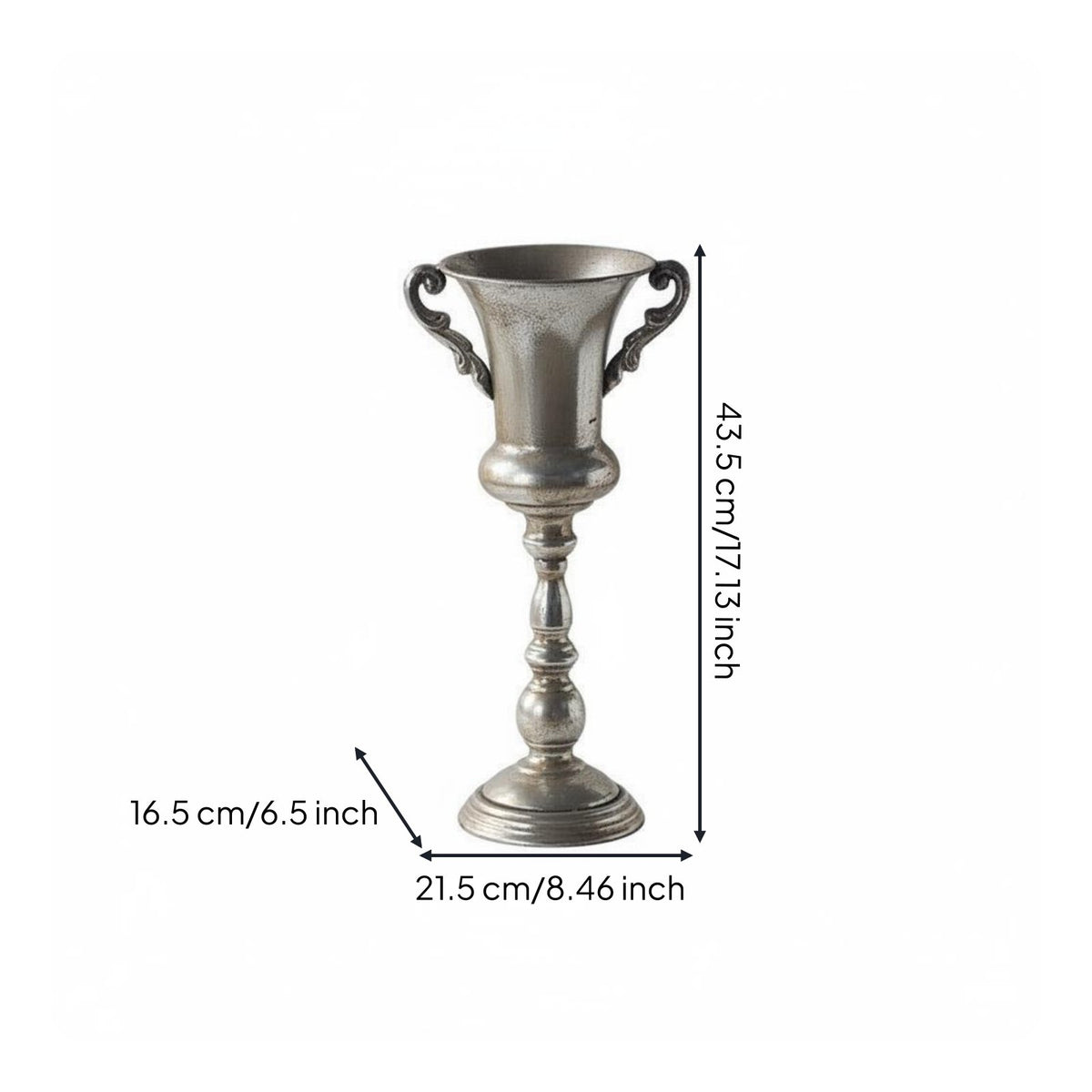 Ornate Pedestal Flower Vase Vintage Look Pedestal Vase Metal Finish for Garden