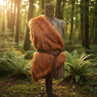 Faux Animal Pelt Vest with Belt Barbarian-Influenced Cosplay Vest Asymmetrical One-Shoulder Wrap for Cosplayers, Halloween, Stage Performance
