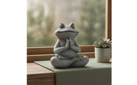 Meditation Frog Figurine Zen Meditative Frog Statue Stone-Look for Windowsill