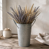 Distressed Tin Vase Vintage Style Galvanized Flower Vessel Side Handles