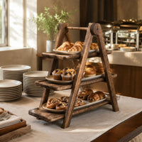 3 Tier Cupcake Stand Decorative Wood Serving Platter Natural Grain for Bakery