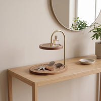 Space-Saving Desktop Rack with Wooden Trays Compact Two-Tier Storage Rack Multipurpose Countertop Shelf Rustic for Vanity