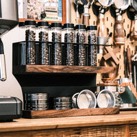 Wooden Coffee Bar Storage Rack with Test Tube Containers