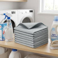 Streakless Microfibre Cloth 10 Pack, Microfibre Cloth 40x40 cm for Glass and Mirrors, Home Cleaning Essentials with Bound Edges and Plain Design