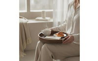 Walnut Wood Tray Minimalist Tray with Raised Rim Upscale Platter for Coffee Table Styling
