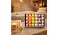 24 Pieces Mixed Colors Boxed Bath Sphere Set Marbled Round Bath Bombs Powdery Finish