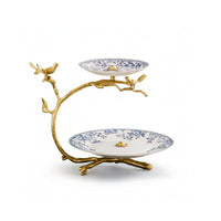 Fruit Tray Stand Decorative Tiered Display Stand Gold-Tone for Dining Table