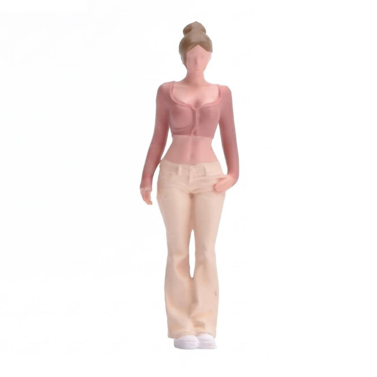 Hand-Painted Resin Figurine Bun hairdo 1/64 Scale Figurine Realistic Mini Woman Model