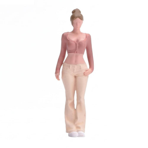Hand-Painted Resin Figurine Bun hairdo 1/64 Scale Figurine Realistic Mini Woman Model