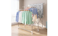 Telescoping Clothes Drying Rack with Wheels Foldable Laundry Drying Rack with Hooks Expandable Sturdy for Balcony