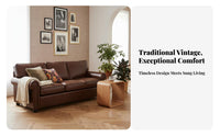 Vintage Leather Sofa Luxurious Feel eraera-era modern design Settee Minimalist Aesthetic Couch for Families, Young Adults, Small Spaces, Lounge Area, Bedroom