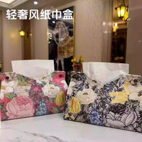 New Ins Oil Painting Flower Leather Tissue Box for Living Room and Hotel