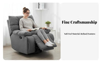 Electric Rocking Recliner Multi-Functional Massaging Rotating Reclining Chair Lie-Flat Design Overstuffed Cushions for Seniors