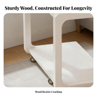 Rolling C-Shaped Side Table Mobile with casters Nightstand Easy Assembly