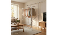 Adjustable Double Bar Garment Rack Mobile Double Rod Garment Rack Freestanding Two-Tier for Bedroom