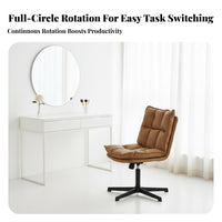 Armless Upholstered Wheeled Chair 360-Degree Rotating Upholstered Rolling Chair Ergonomic Ergonomic Spineing Floorfloor-Safe