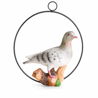 Bird Figure with Hanging Loop Decorative Pigeon Figurine Circular for Garden