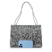 Vintage Silver Metallic Handwoven Beaded Tote Bag