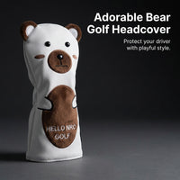 Golf Driver Head Covers for Golfers, Cartoon Bear Design Headcover for Course, PU Leather Protective Gear for Wood Clubs