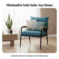 Fabric Couch with Wood trim Japanese aesthetic Sofa Minimalist Design Comfortable pading for Homeowners, Lounge Area, Bedroom