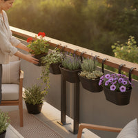 5 Pieces Hanging Planter with Hooks Oval Railing Planter Easy-to-Hang for Fence