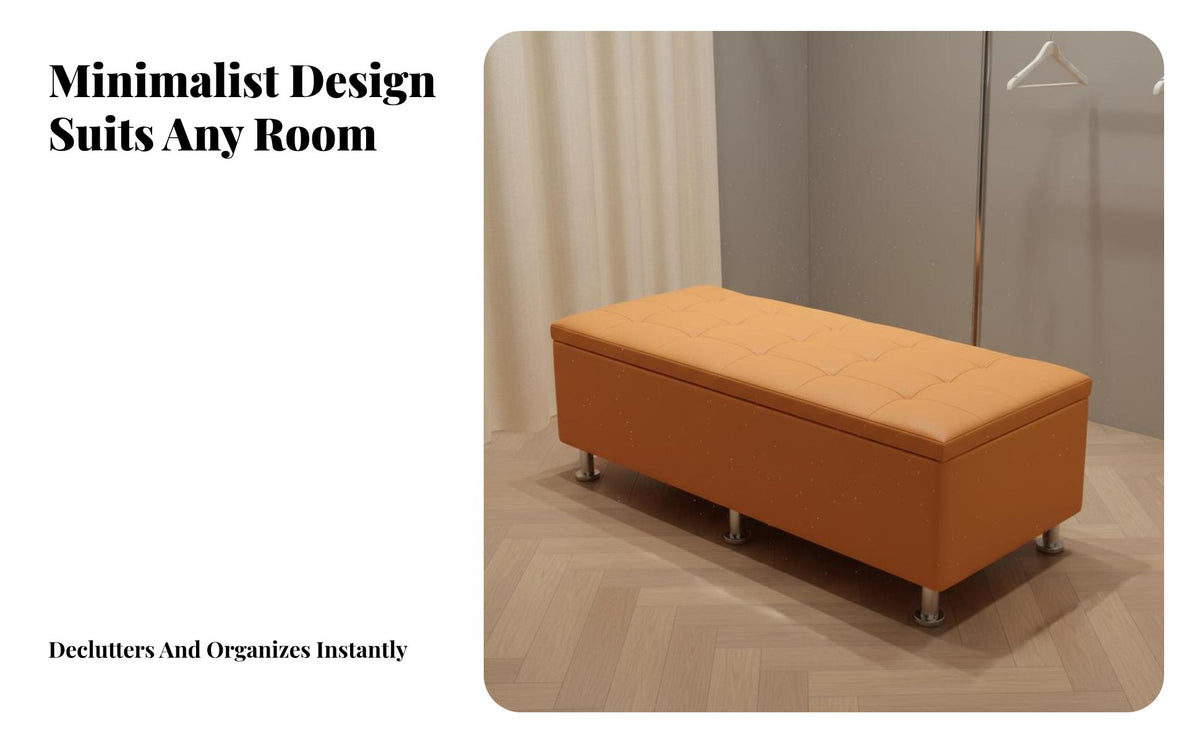 Multi-Functional End of Bed Storage Bench Simple Design Textile End of Bed Bench Comfortable Seating Rectangular Textile Ottoman Sturdy Frame for Apartment Dwellers, Homeowners, Families, Fitting Room, Walk-in Closet, Bedroom, Entryway