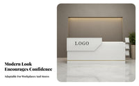 Compact Design Small Reception Desk Large Storage Space Modern Reception Desk Multi-Functional Retail Checkout Counter Sturdy Construction for Money Iers, Receptionists, Shopkeepers, Barbershop, Boutique, Office, Lobby